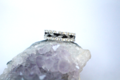 Zilveren ring met paardenhaar met 2 banen edelstenen